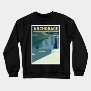 Anchorage, Alaska, USA Ship and Lighthouse Crewneck Sweatshirt